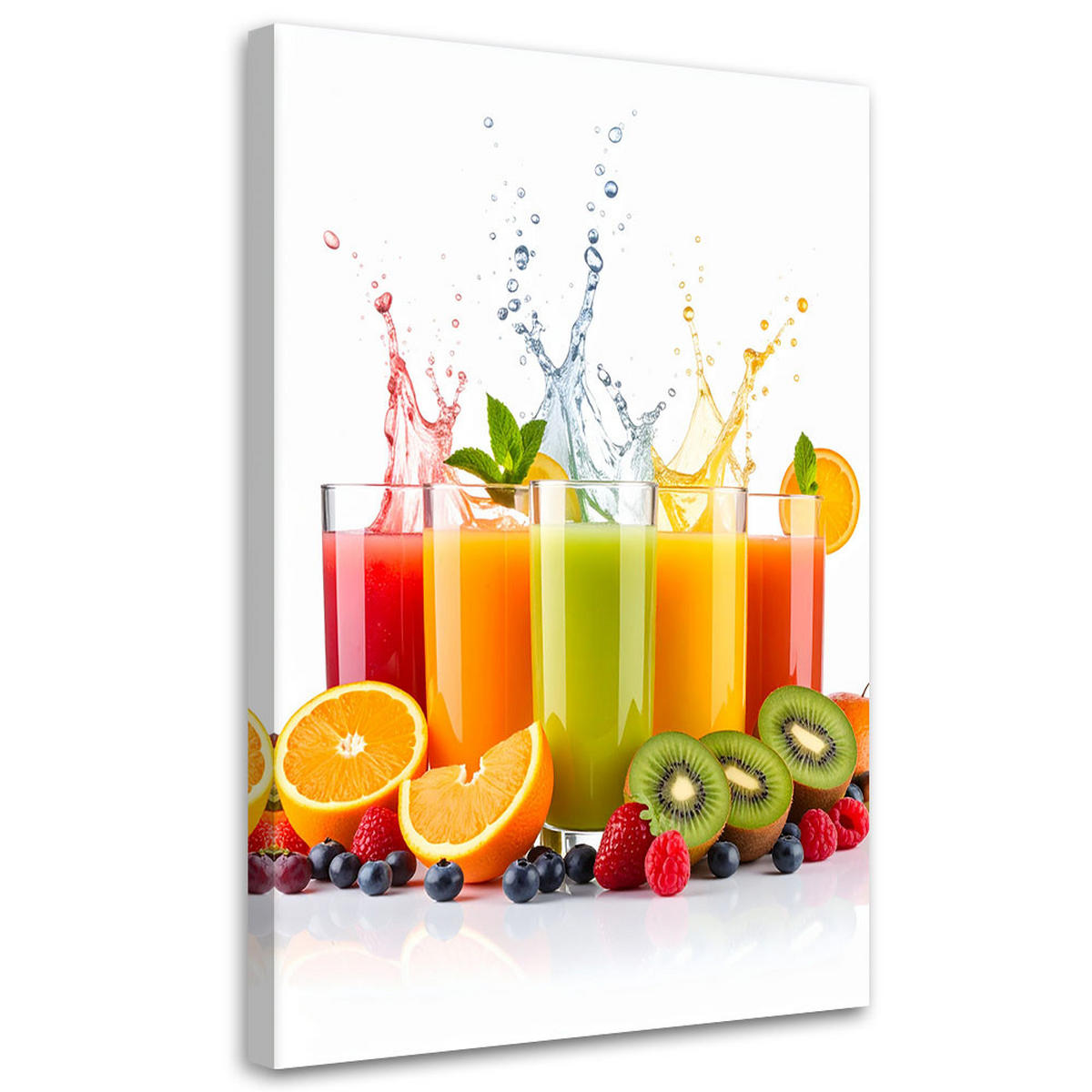 LEINWANDBILD Bunte Fruchtsäfte 80x120cm - Multicolor, Textil (80/120cm) - Feeby