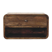 NACHTTISCH Abgerundete Kante, 1 Schublade in Braun - Dunkelbraun/Messingfarben, Holz/Metall (45/25/32cm) - Artisan Furniture