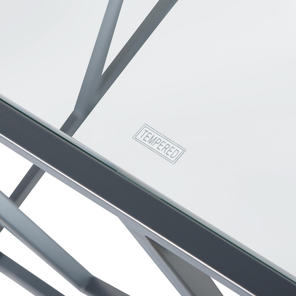 BEISTELLTISCH Glas silber quadratisch 50/50 cm Orland - Silberfarben, Glas (50/50/50cm) - Beliani
