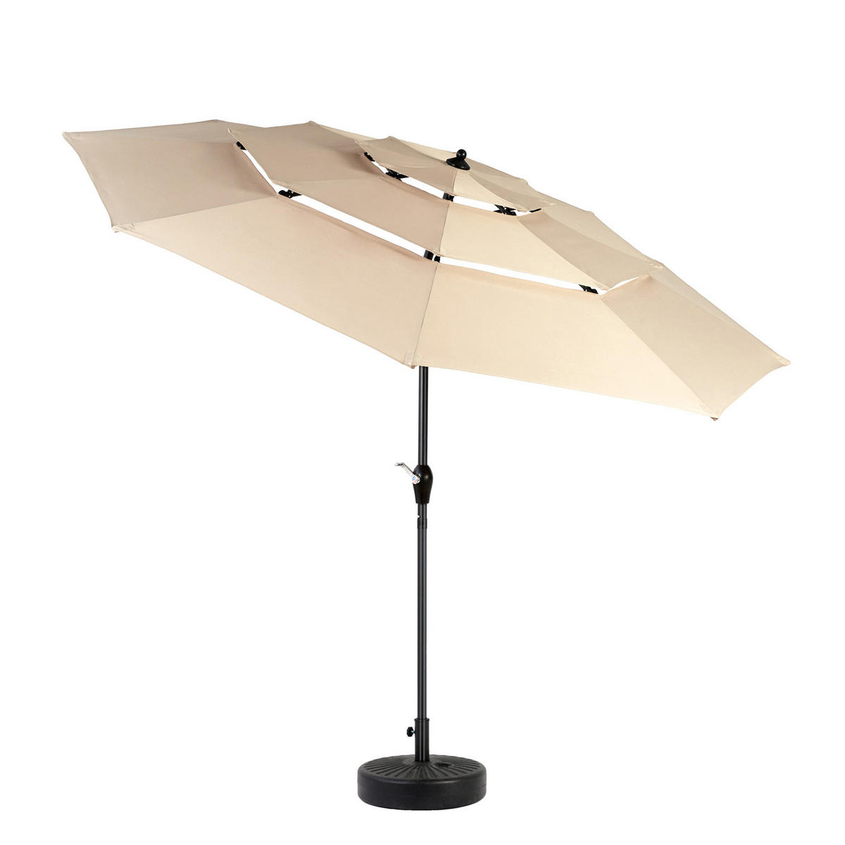 SONNENSCHIRM 294 cm Khaki Stahl Doppelseitiger Gartenschirm mit Kurbel für Terrasse & Pool - Sandfarben, Metall (294/294cm) - Urban Meuble