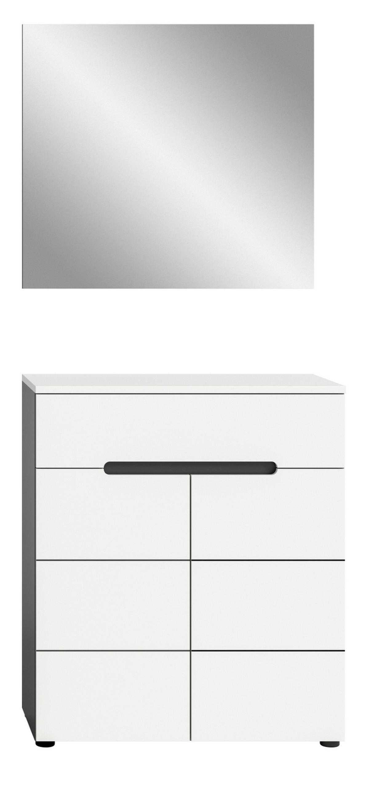 GARDEROBEN-SET 2-teilig weiß, grau, Schuhkommode und Spiegel mit Soft-Close, Cooper - Schwarz/Weiß, Glas/Holzwerkstoff (80/190/37cm) - Inn.Furn