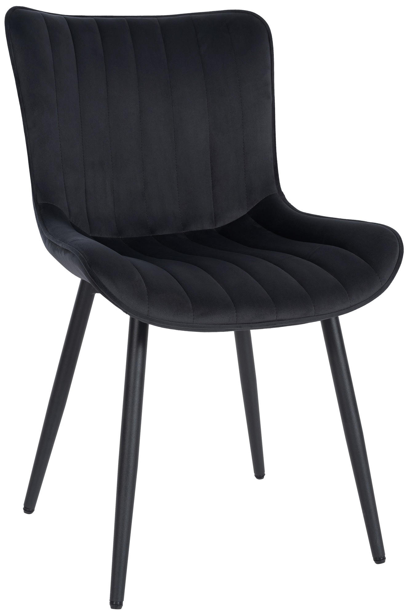 STUHL Samt schwarz - Schwarz, Textil/Metall (50/81/61cm) - CLP