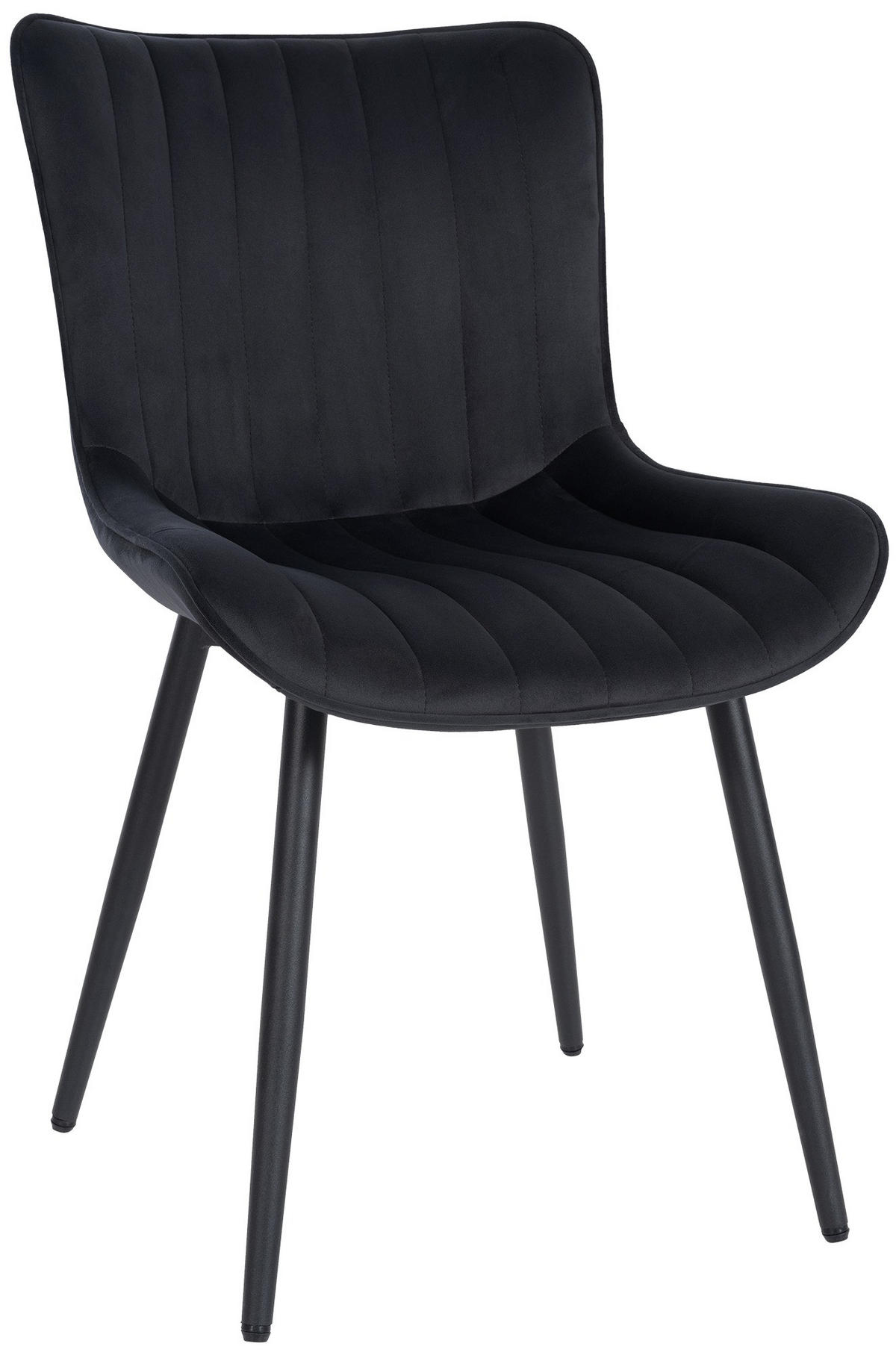 STUHL Samt schwarz - Schwarz, Textil/Metall (50/81/61cm) - CLP