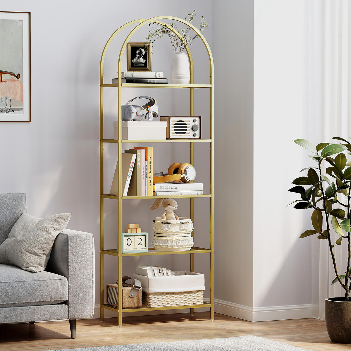 BÜCHERREGAL 60/30/175 cm Gold - Goldfarben, Metall (60/175/30cm)