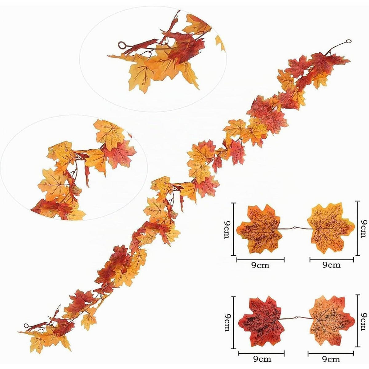 HERBSTGIRLANDE 2-teiliges Set 1.8 m Ahornblätter - Multicolor, Kunststoff (5cm)