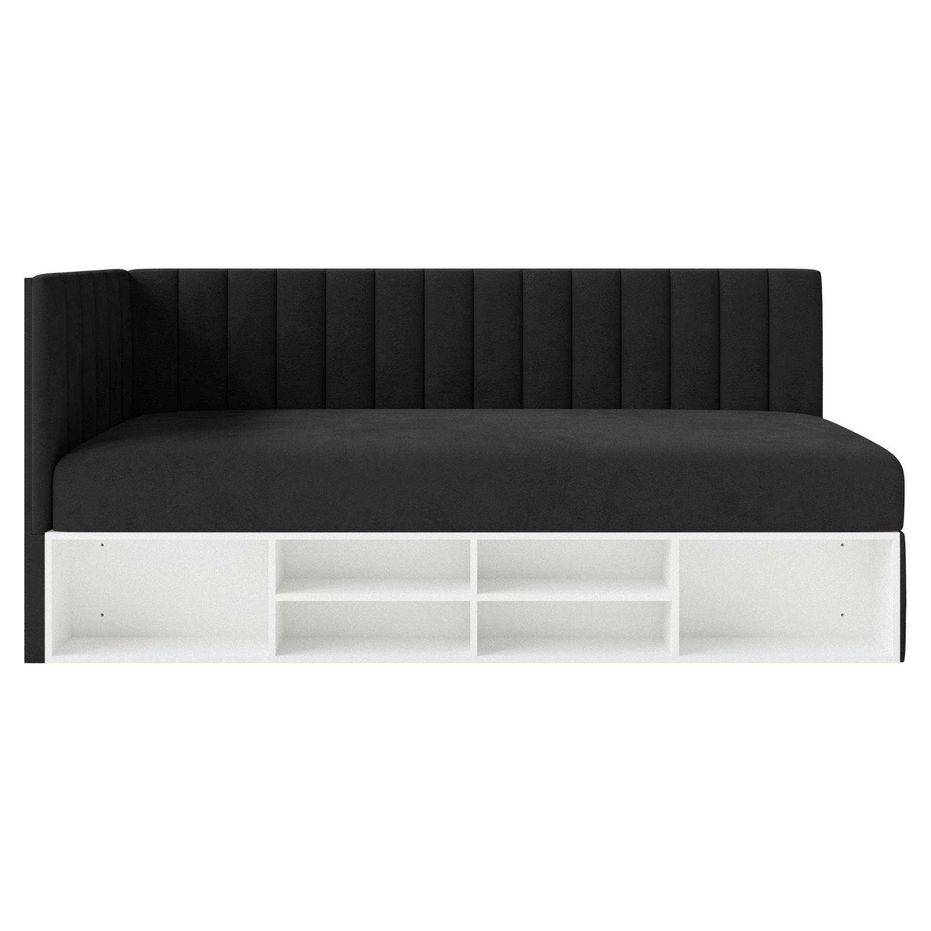 JUGENDBETT Ventrio Schwarz Easy-Clean-Samtbezug 90x200 cm - Schwarz, Kunststoff/Textil (90/200cm) - Selsey