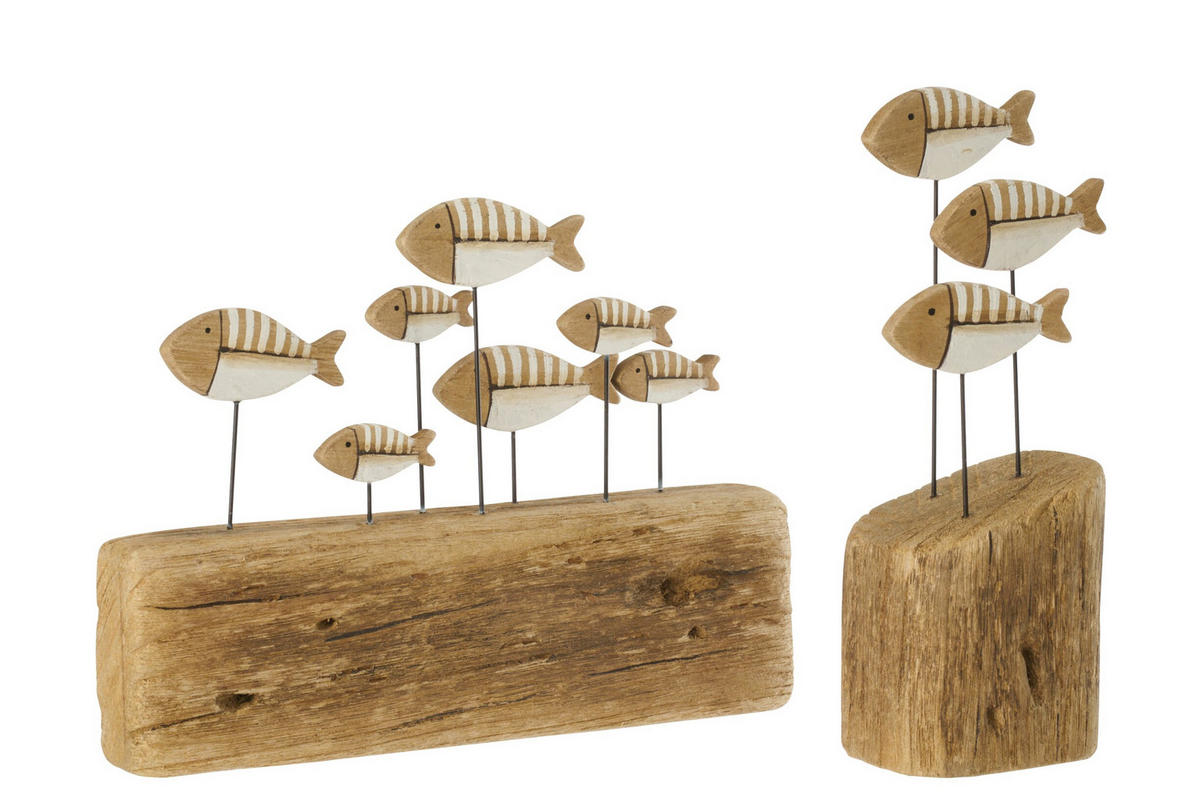 DEKO FISCH AUF FUß NW Natürliche - Weiß, Holz (5/21.5/30cm) - J-Line