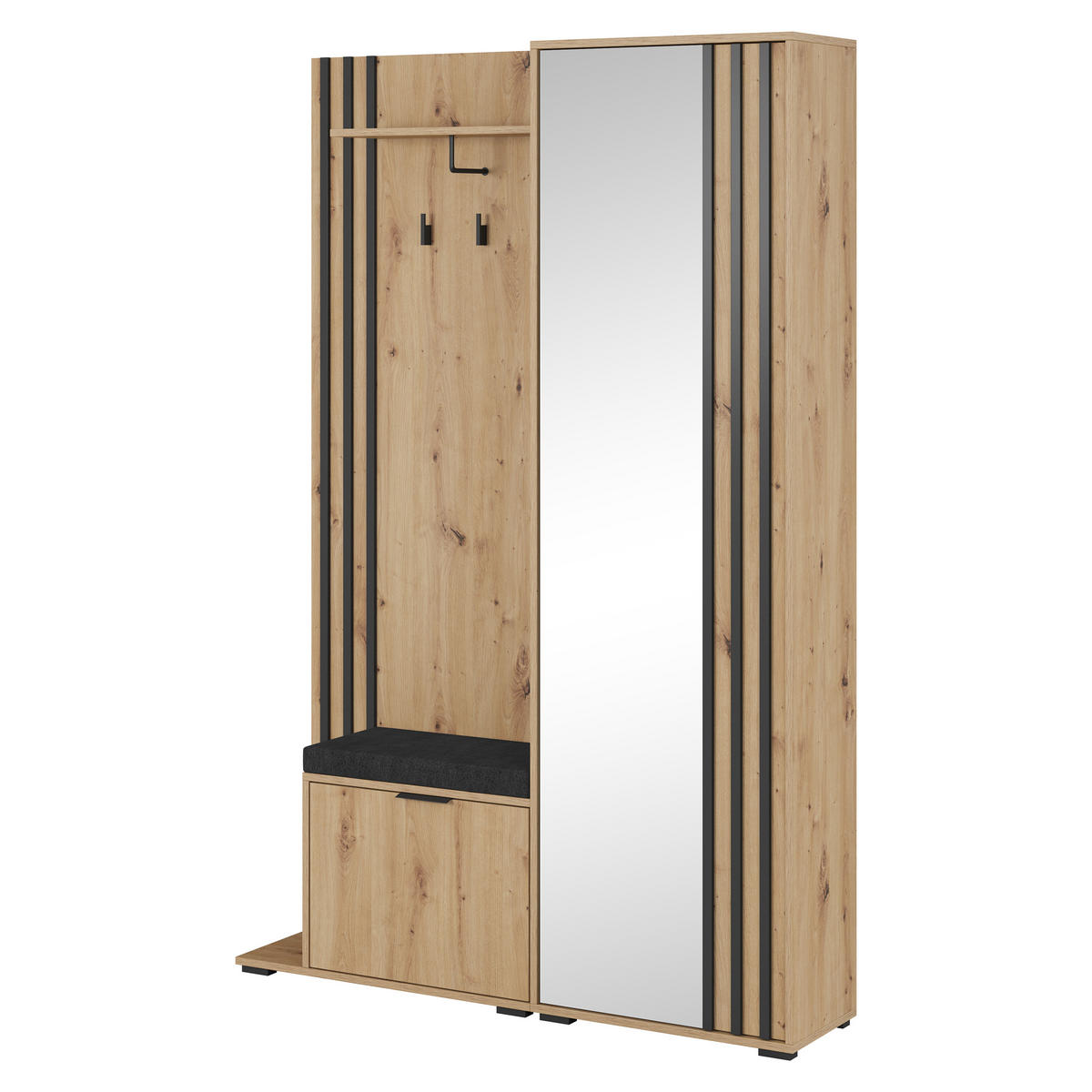 GARDEROBENSCHRANK NELIANA 131/192/40 cm Modern Garderobe-Set Eiche Artisan - Eiche Artisan, Holzwerkstoff (131/192/40cm) - MASSENO