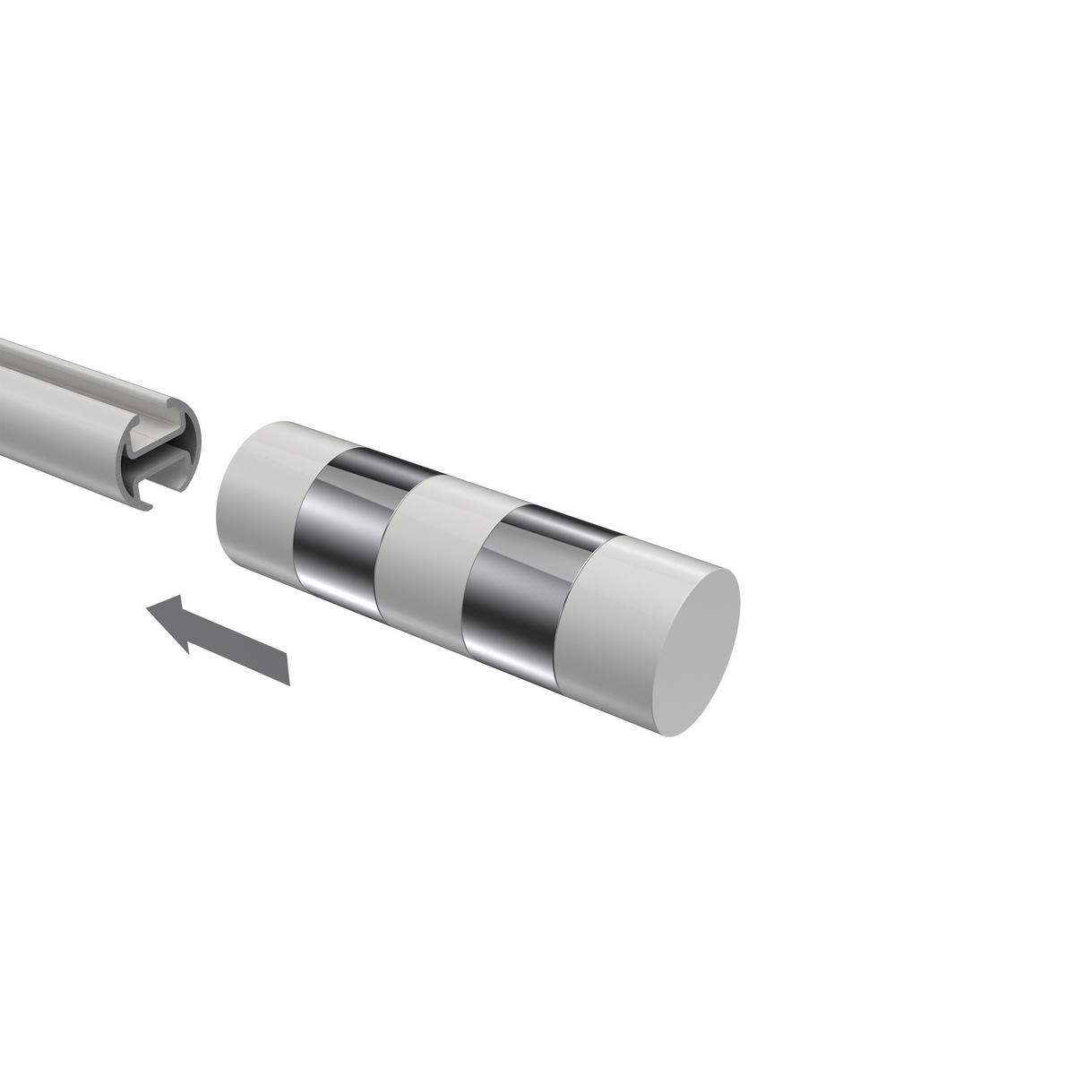 ENDSTÜCKE FÜR GARDINENSTANGEN 20 mm Ø, Mavell Weiß/Chrom, Packung 2 Stück - Chromfarben/Weiß, Metall (8.2/2.6/2.6cm) - INTERDECO