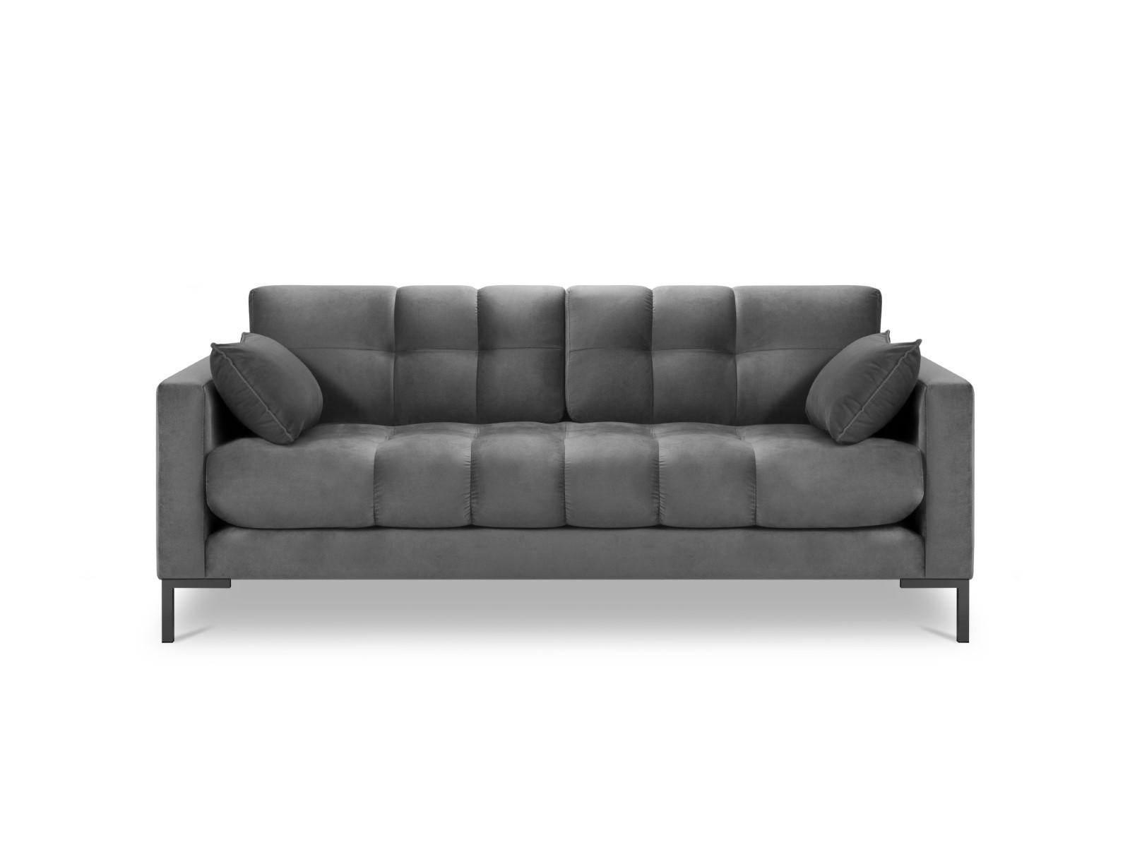 SOFA Mamaia aus Samt hellgrau 3 Sitzplätze - Hellgrau, Textil (92/75/177cm) - Micadoni