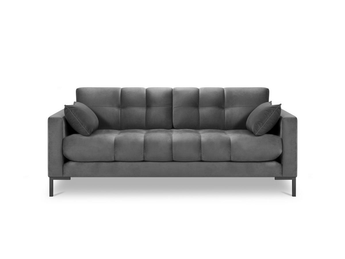 SOFA Mamaia aus Samt hellgrau 3 Sitzplätze - Hellgrau, Textil (92/75/177cm) - Micadoni