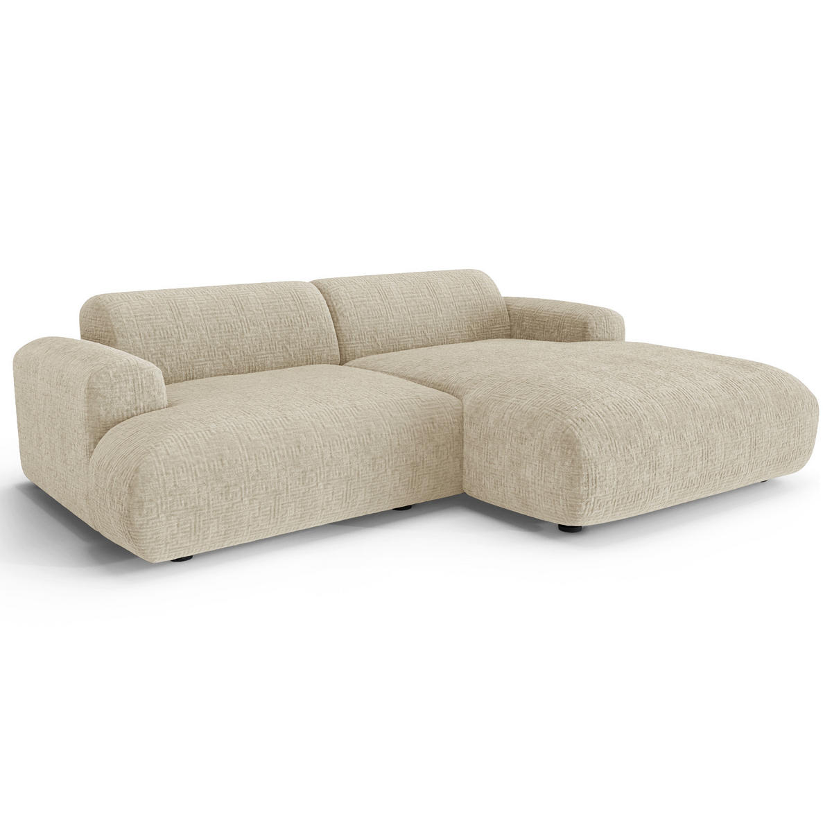 ECKSOFA RECHTS Gemusterter Samt Creme 266cm - Creme, Textil (266/165cm) - Sia Home