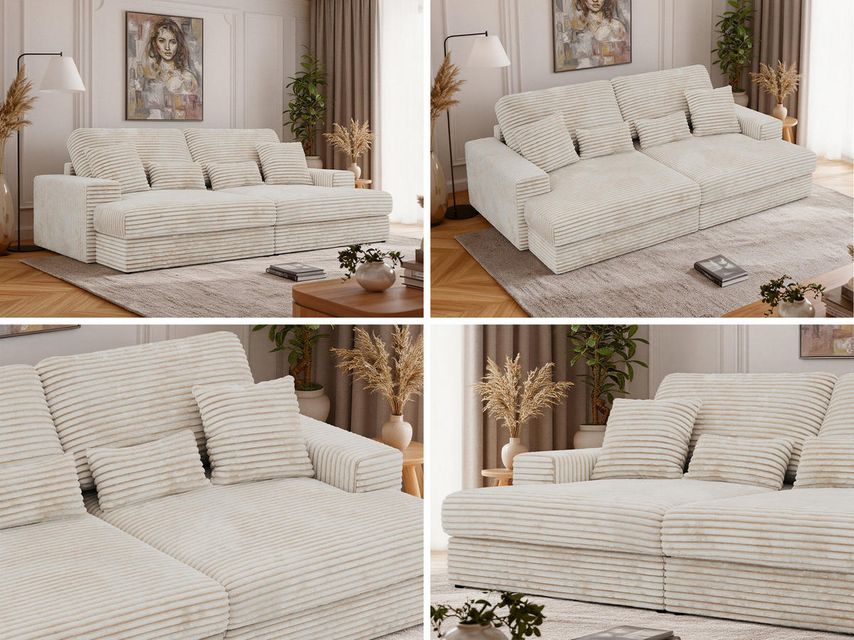 ŠTVORMIESTOVÁ POHOVKA ANERO - Béžová Manšester - čierna/krémová, textil/plast (292/107/163cm) - MKS