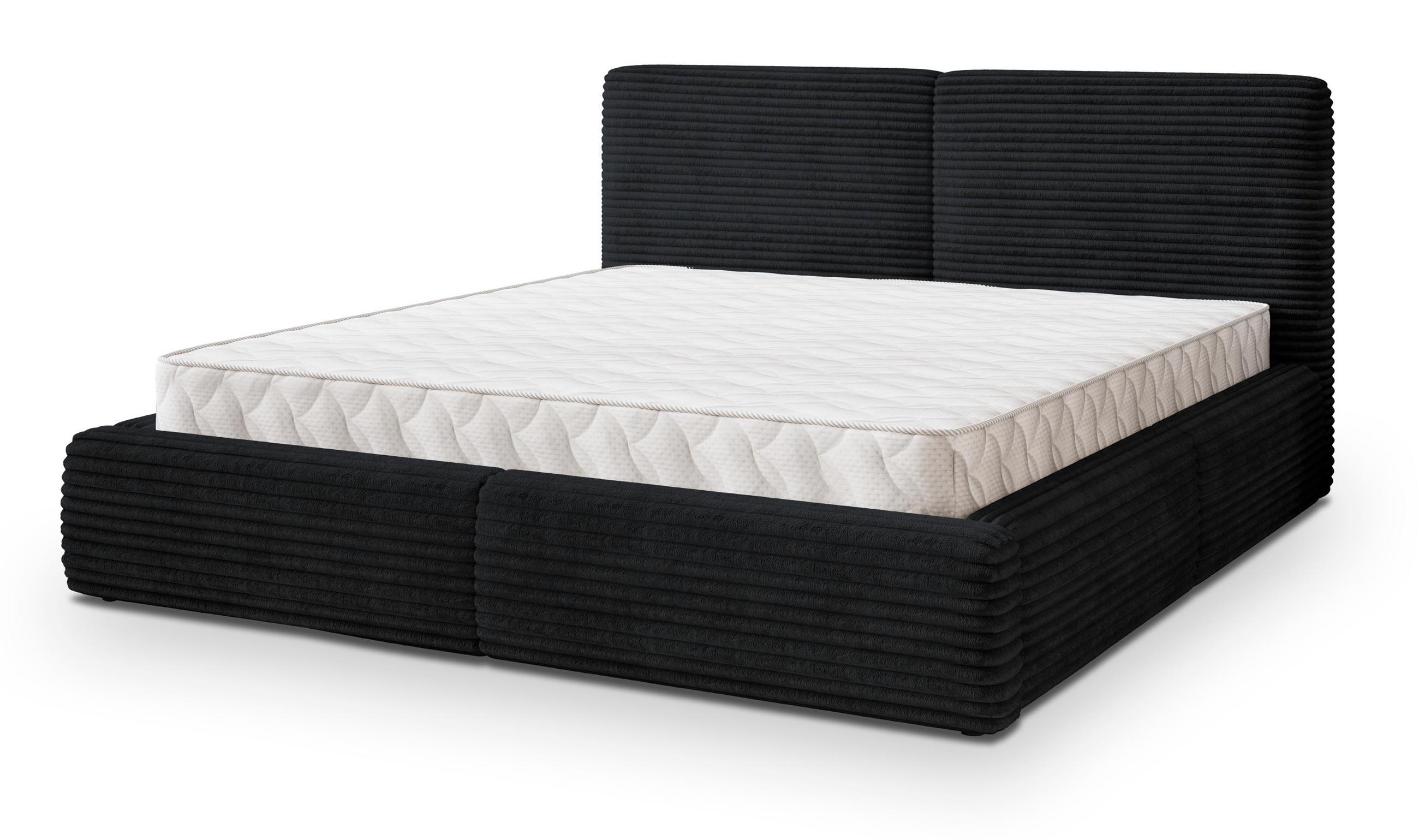 POLSTERBETT FELURO 160x200 cm mit Bettkästen - Schwarz - Schwarz, Holz (160/200cm) - MASSENO