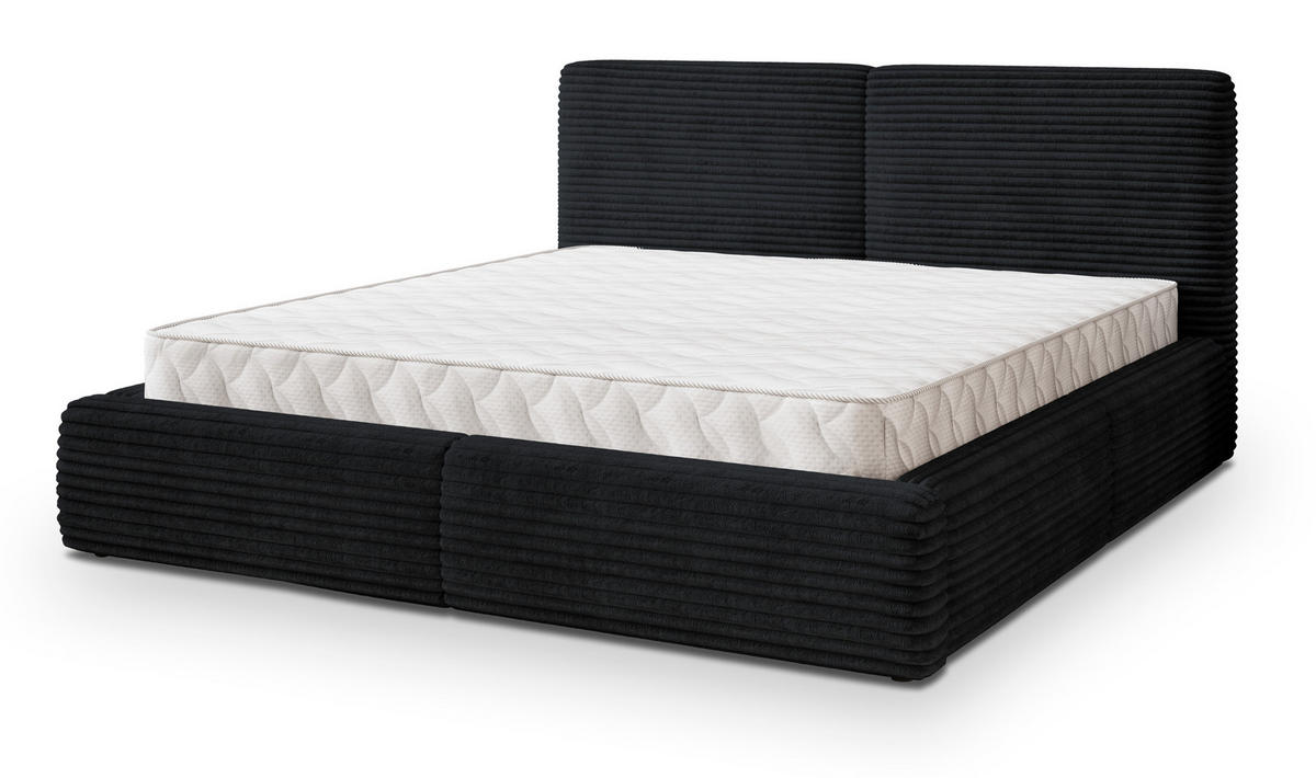 POLSTERBETT FELURO 160x200 cm mit Bettkästen - Schwarz - Schwarz, Holz (160/200cm) - MASSENO