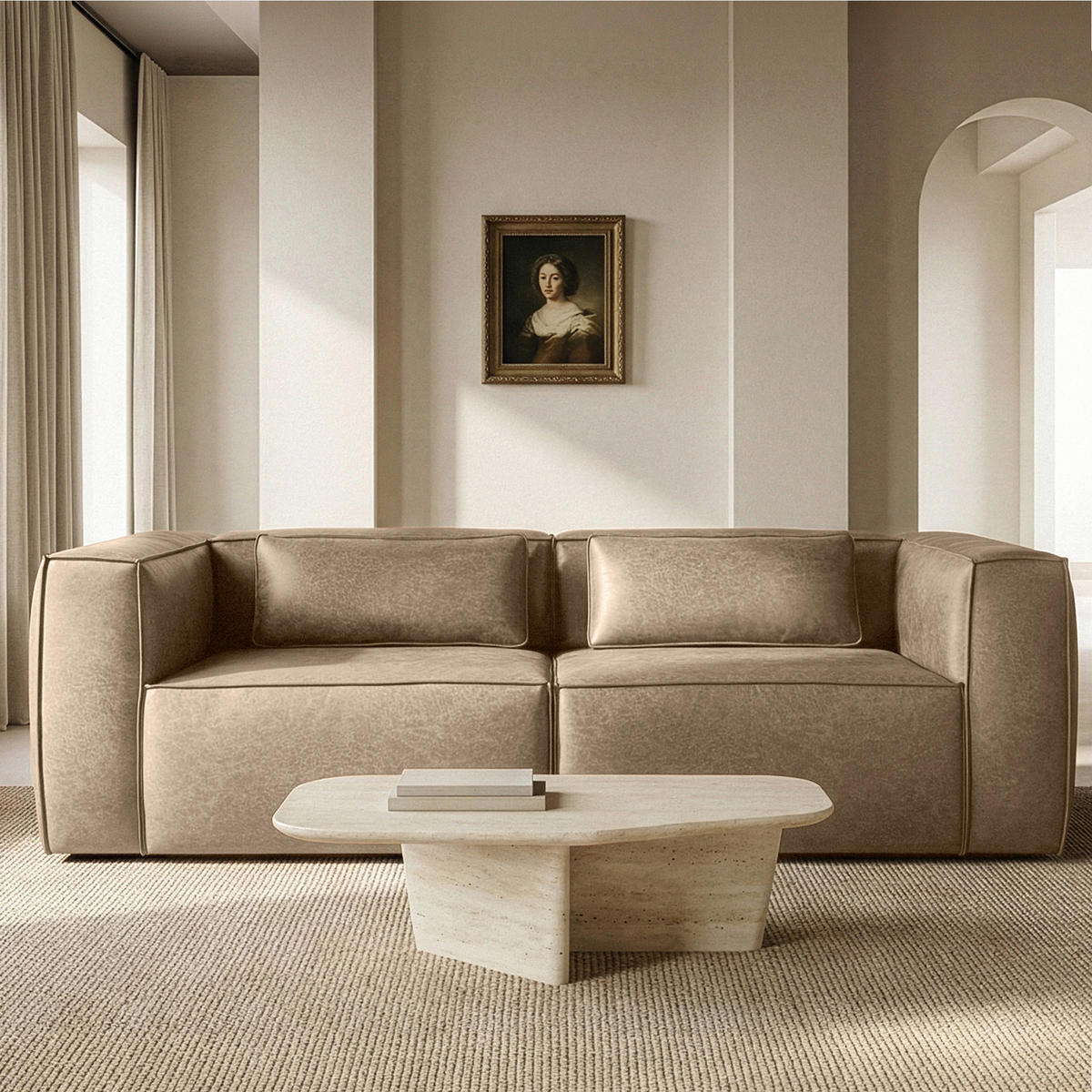 3-SITZER SOFA FEROX, Beige - Beige, Holz/Holzwerkstoff (240/73/96cm) - KONSIMO®