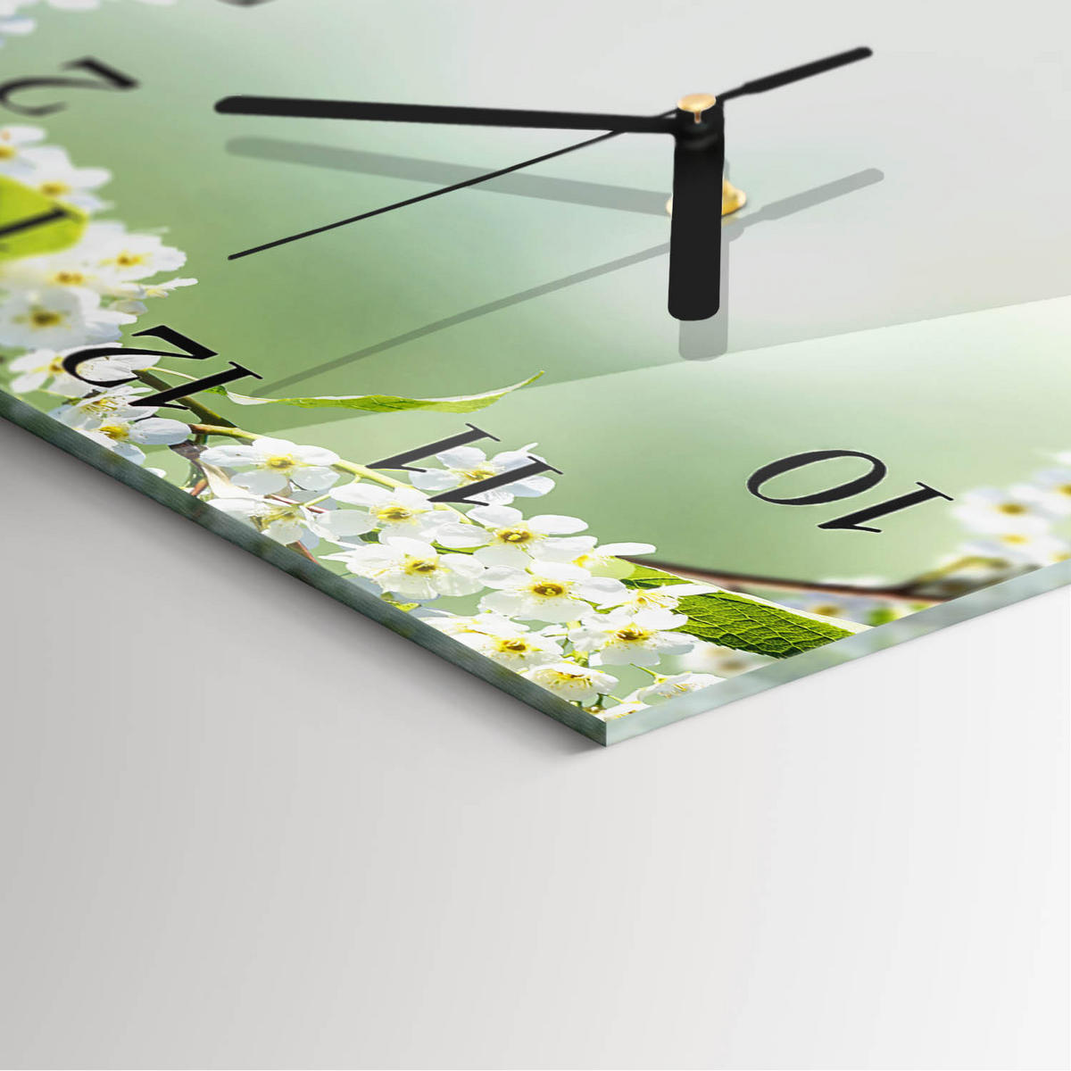WANDUHR 30x30 cm - Frühling - Grün, Glas (30/30/0.4cm) - TULUP