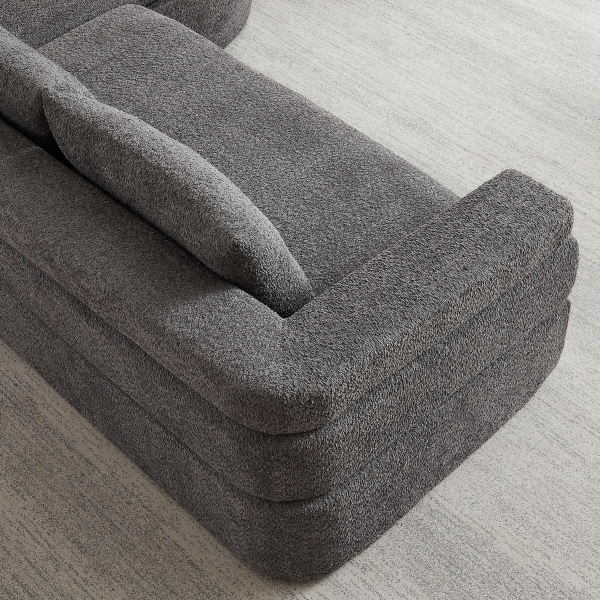 ECKSOFA DE-35270 mit Chaiselongue Anthrazit - Grau, Textil (170/260cm) - ComfortXL