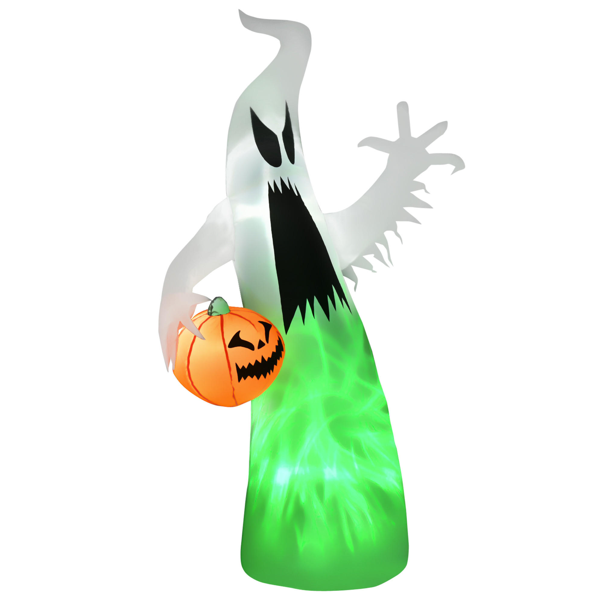 HALLOWEEN Selbst aufblasendes Spuk Gespenst Halloween Dekoration LED beleuchtet - Weiß, Kunststoff (65/180/105cm) - HOMCOM