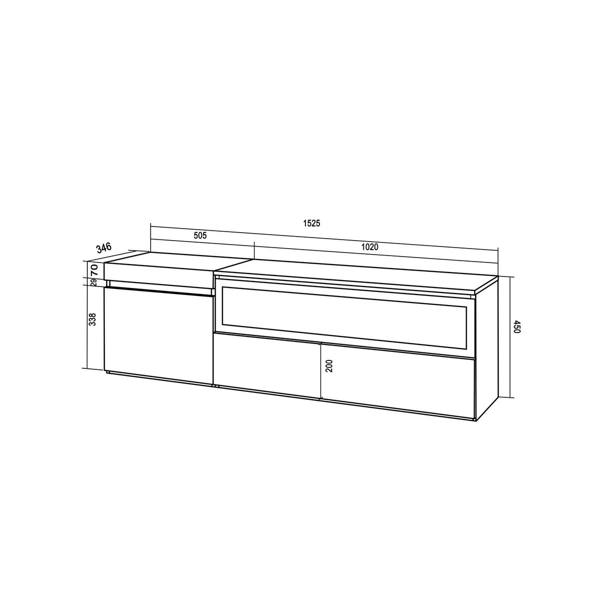 TV-SCHRANK schwarz, mit Elektrokamin, Hängend, 150/35/45cm - Schwarz, Holzwerkstoff (150/45/35cm) - Skraut Home