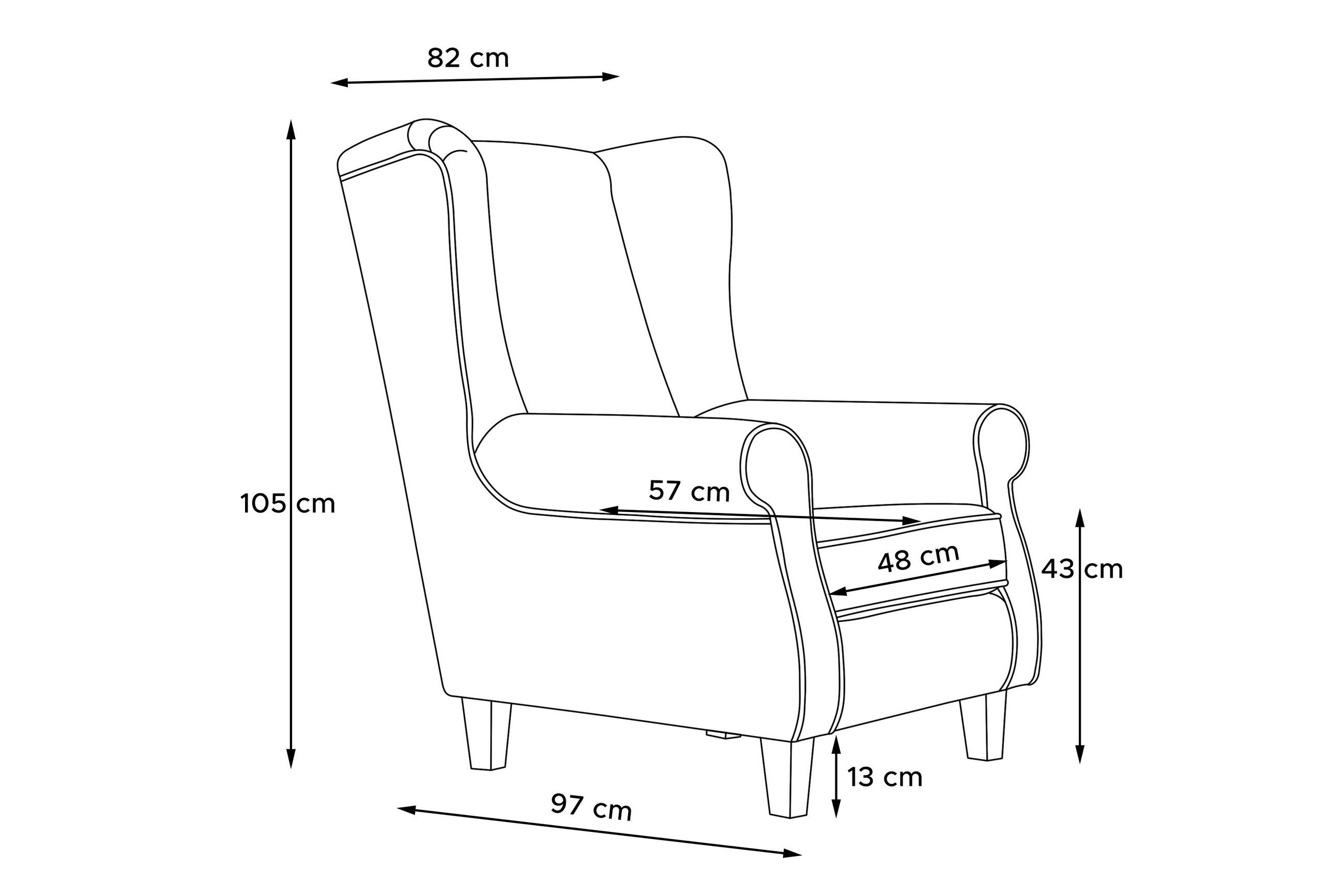 Thumbnail - Konsimo® Ohrensessel-Set, Hellgrau, Holzwerkstoff, Rechteckig, 82x105x97 cm, Hergestellt in Europa, Wohnzimmer, Sessel, ...
