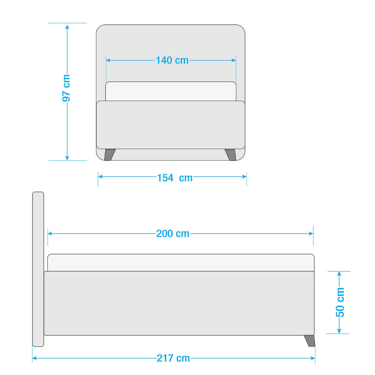 POLSTERBETT - Samt - Gelb, Textil (140/200cm) - home24