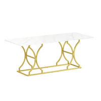 ESSTISCH Weiß + Gold mit Metallbeinen und verstellbaren Fußgleitern 200/80/76 cm - Weiß, Holz (80/200/76cm) - Oxeza
