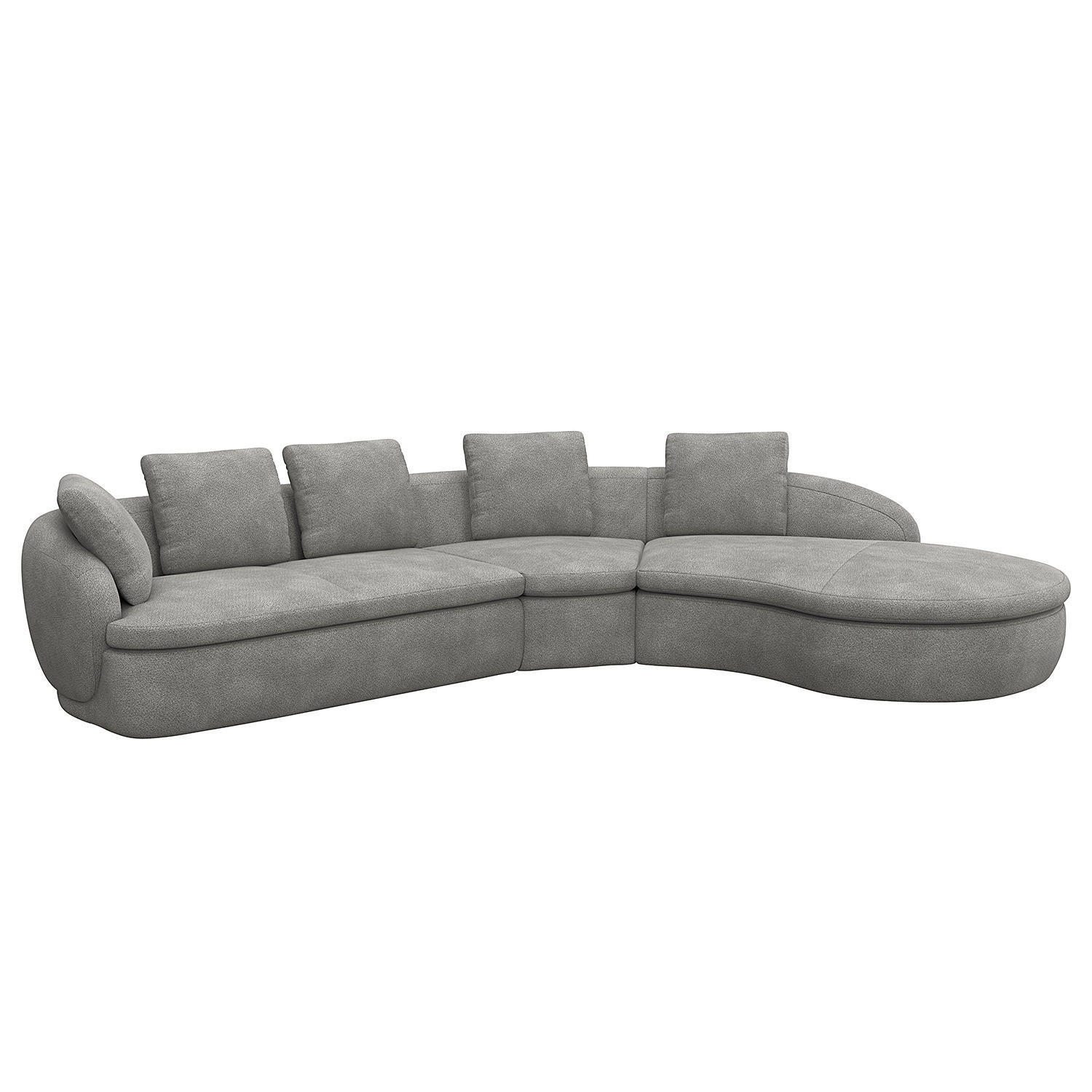 ECKSOFA mit Rundecke - Schwarz/Grau, Kunststoff/Textil (340/225cm) - home24