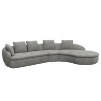 ECKSOFA mit Rundecke - Schwarz/Grau, Kunststoff/Textil (340/225cm) - home24