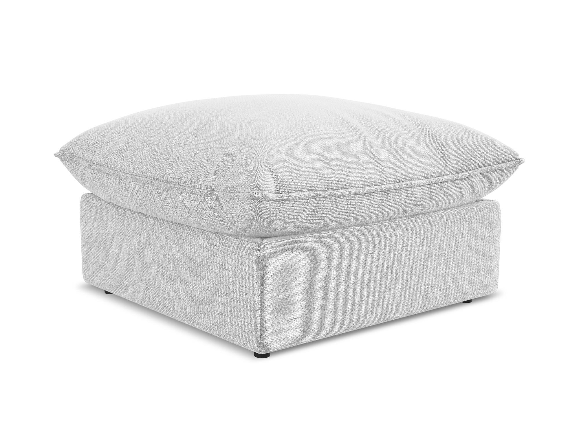 POUF Bouclé Stoff Grau - Silberfarben/Schwarz, Holzwerkstoff/Kunststoff (75/45/75cm) - Makamii