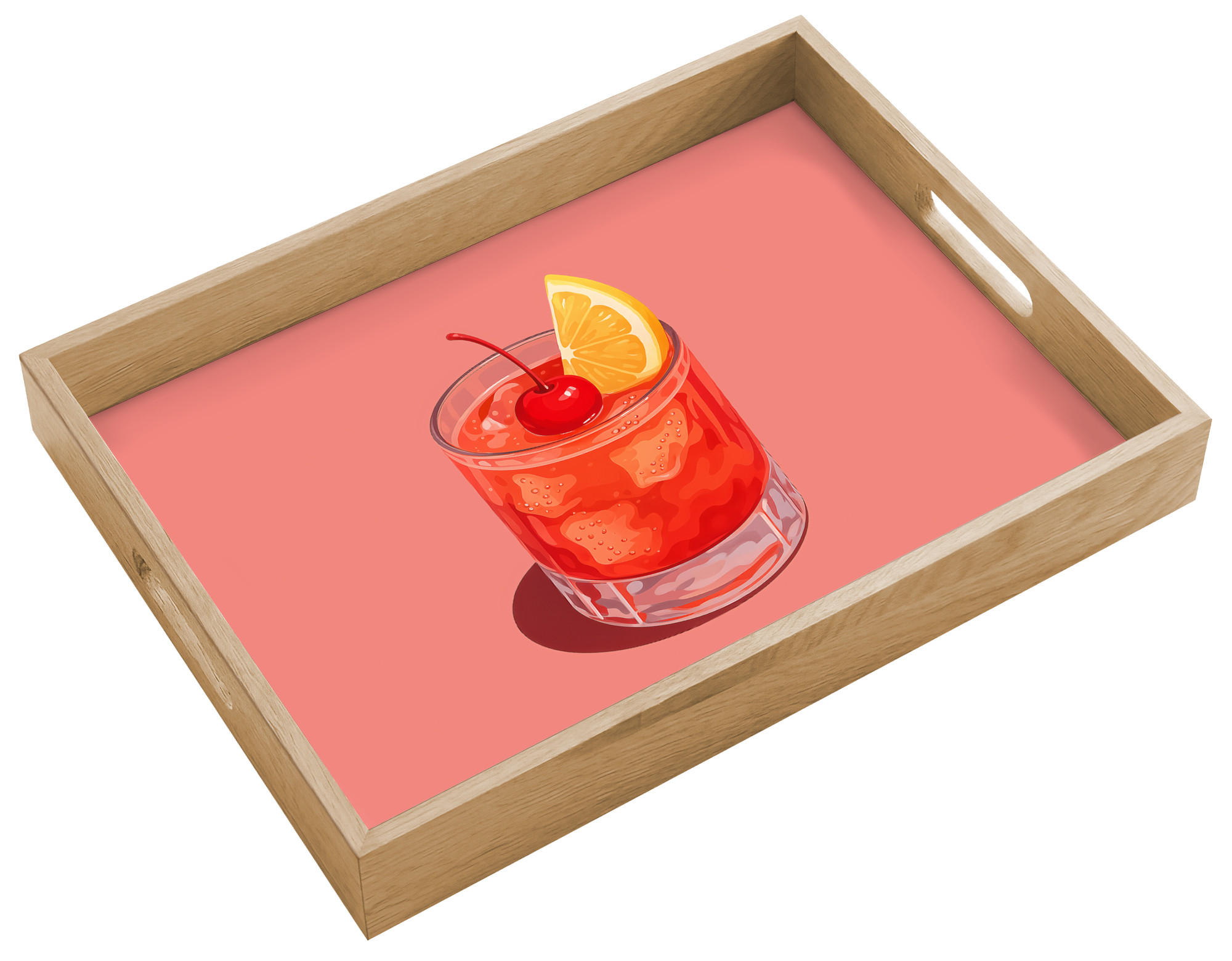 OnlyWow SERVÍROVACÍ PODNOS Sklenice - Kostky ledu - Citron - Třešeň 40x30 cm