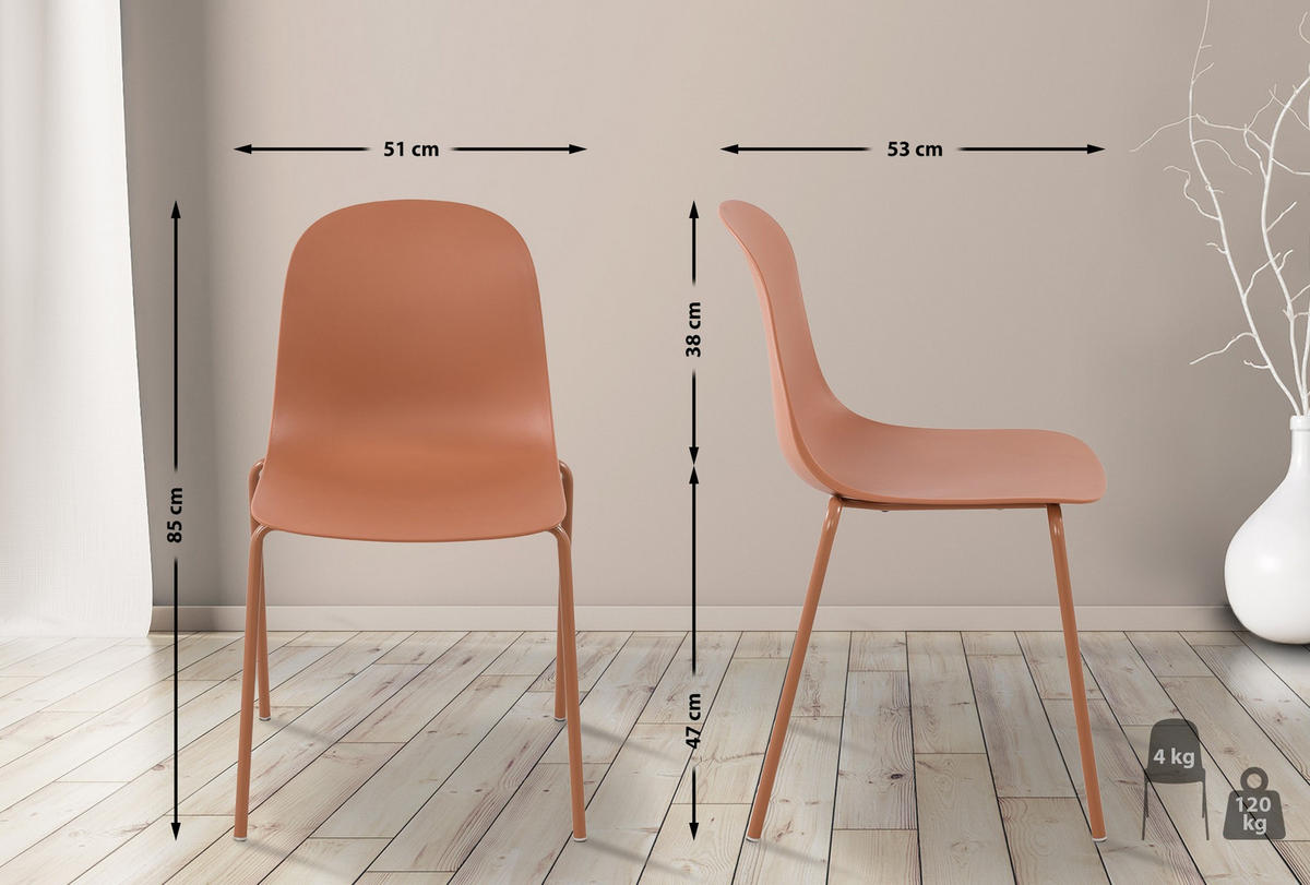 STAPELSTUHL Kunststoff terracotta - Terra cotta, Kunststoff/Metall (51/85/53cm) - CLP