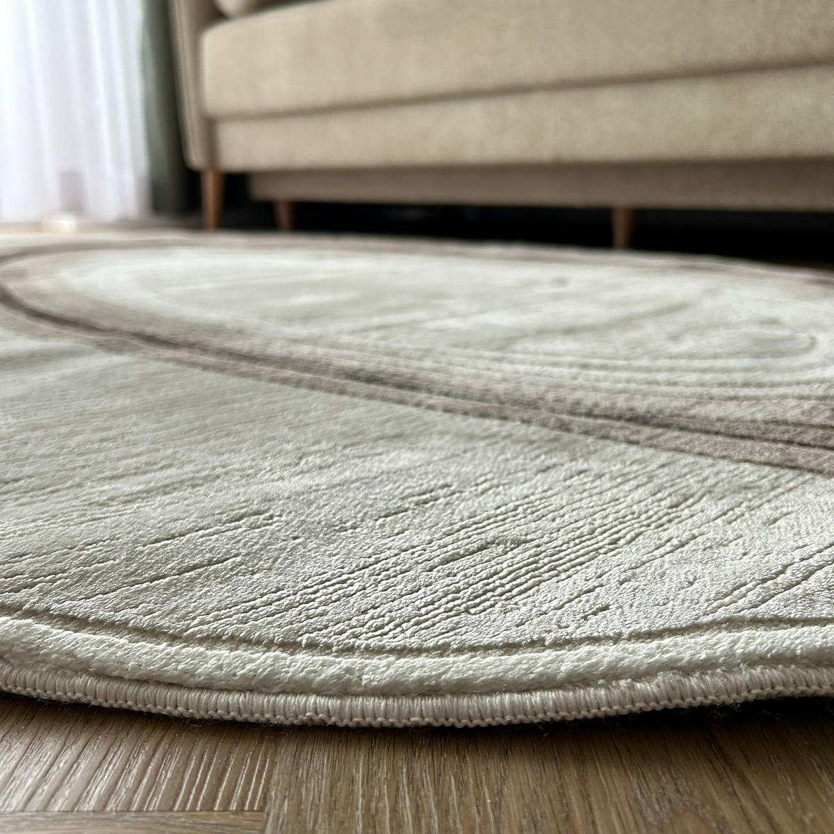 TEPPICH Beige Abstrakt - Kurzflor Unregelmäßig Unregelmäßige Form - Creme - 140 x 200 cm - Hellbraun, Textil (140/200cm) - Mazovia