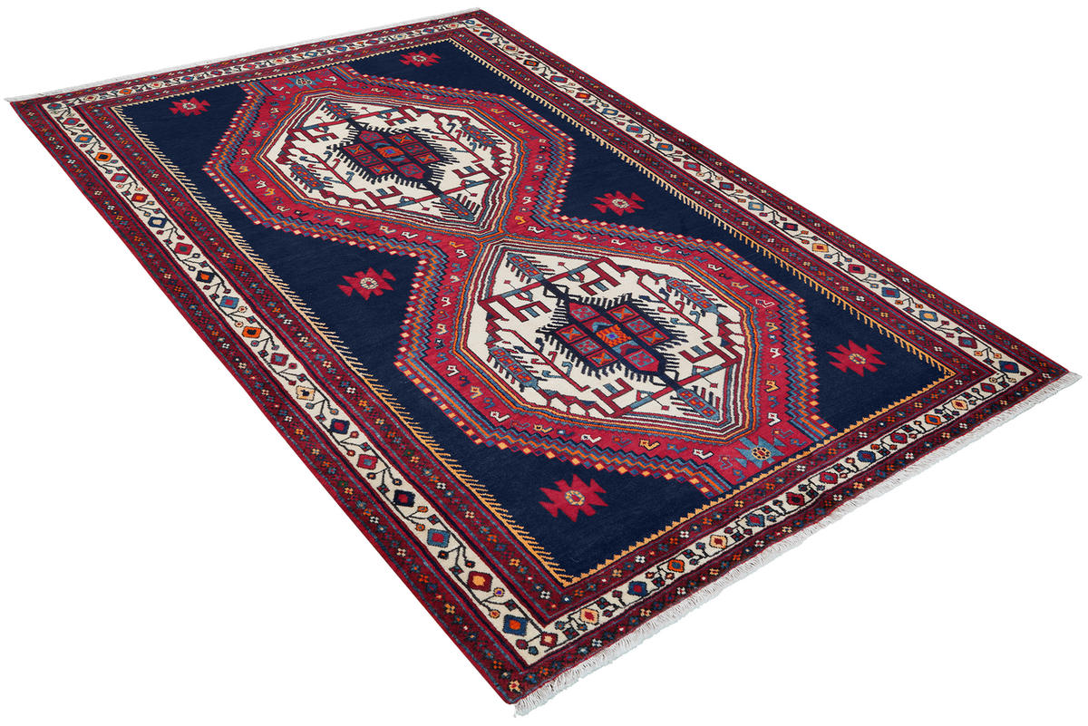 TEPPICH Afshar Blau 229/162 cm Schurwolle - Blau, Textil (162/229cm) - Looma