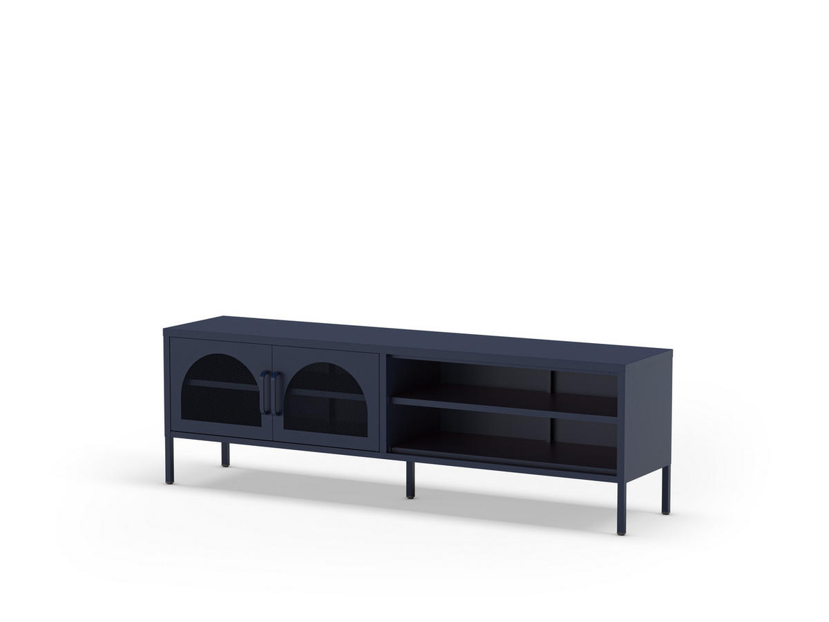TV-MÖBEL mit 2 Metalltüren, L160cm - Zio - Mitternachtsblau - Dunkelblau, Metall (160/50/35cm) - Drawer