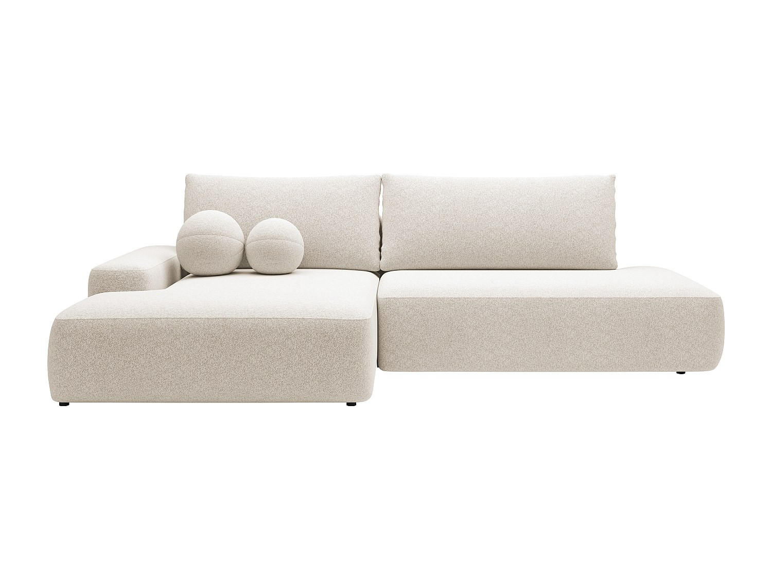SCHLAFSOFA - 5 Personen - stoff - cremefarben Daviso - Creme, Textil (276/87/164cm) - Vente-Unique