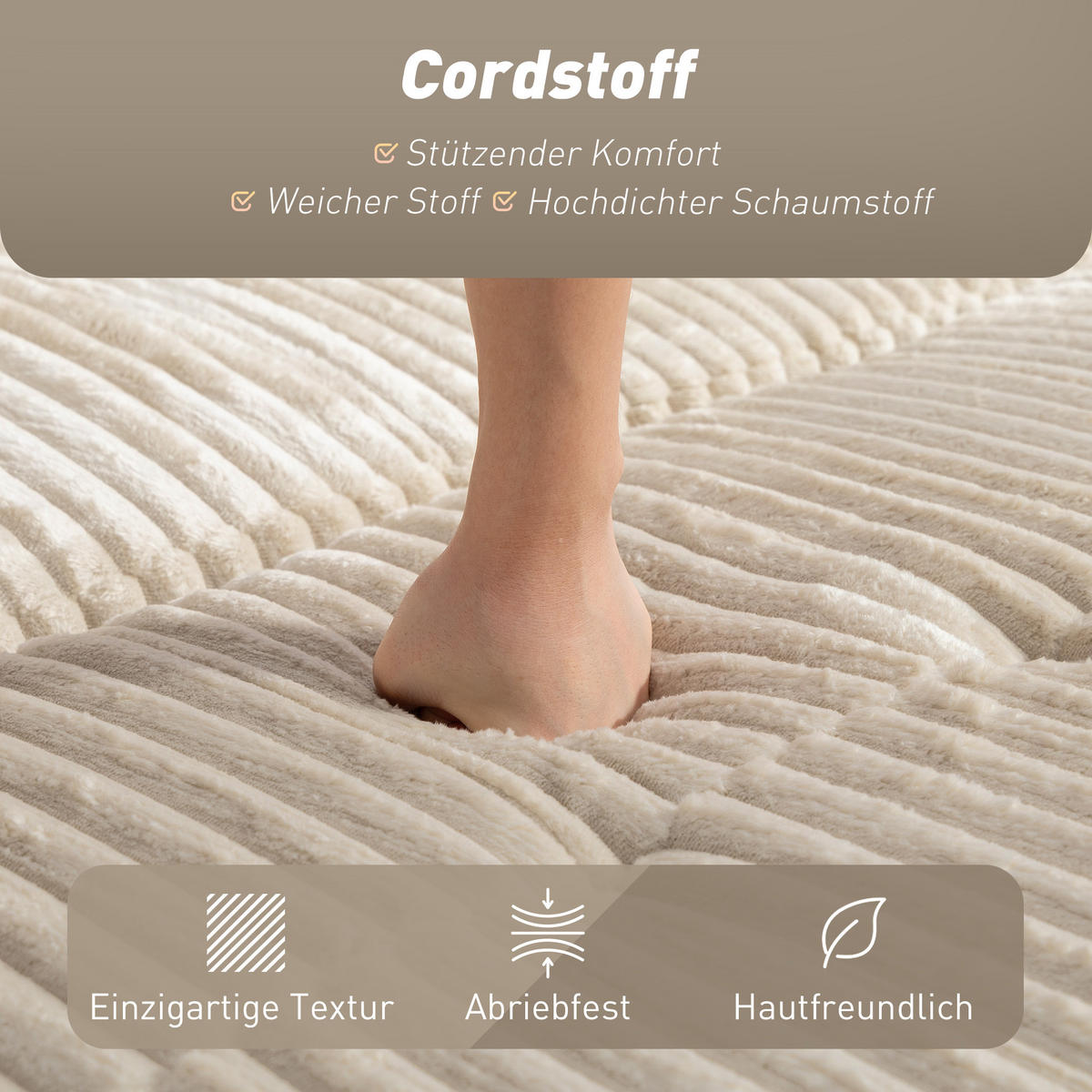 SCHLAFSOFA, 2-Sitzer Sofa 157x190cm mit Schlaffunktion, Verstellbare Rückenlehne - Creme/Schwarz, Kunststoff/Textil (90/91/157cm) - HOMCOM