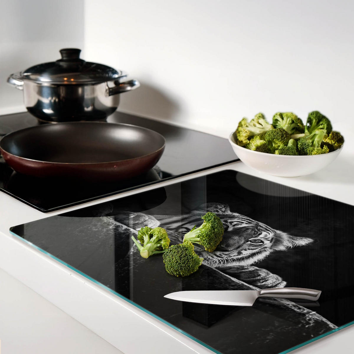 GLASPLATTE 60x52 cm Tiger - Schwarz, Glas (60/52cm) - TULUP