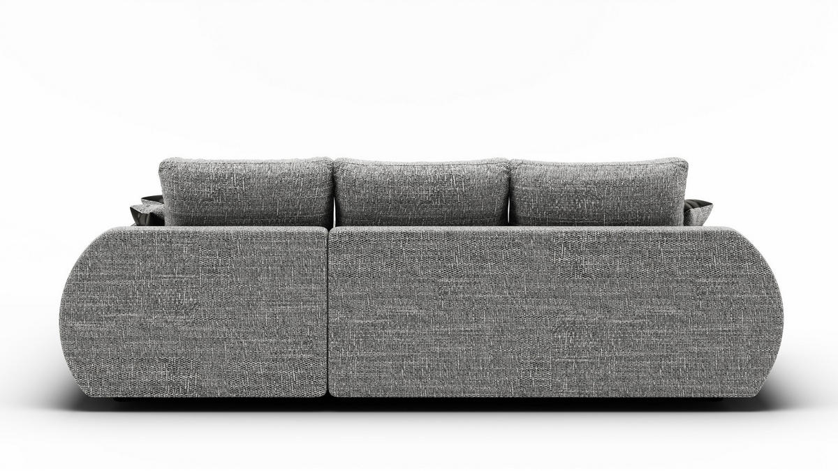 ECKSCHLAFSOFA ALEX – Schwarz + Weiß (Lawa 06 + Soft 17) + Hocker - Links - Schwarz, Holzwerkstoff/Metall (275/155cm) - Möblo
