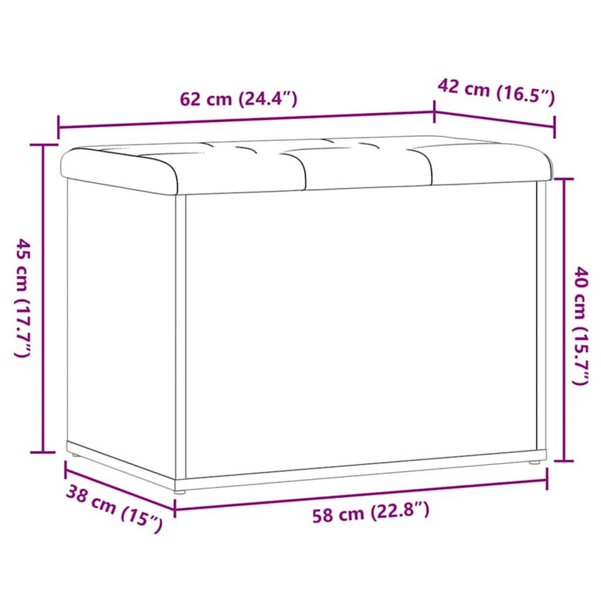 SITZBANK Mit Stauraum Artisan-Eiche 62/42/45 Cm Holzwerkstoff - Braun, Holzwerkstoff (42/45/62cm) - vidaXL