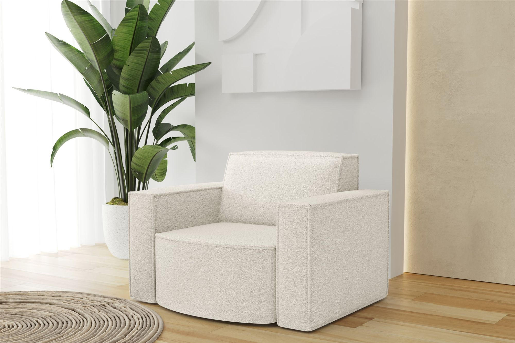 SESSEL Palma Ascot Bukla - Beige, Holzwerkstoff/Textil (98/74/89cm) - Fun Möbel