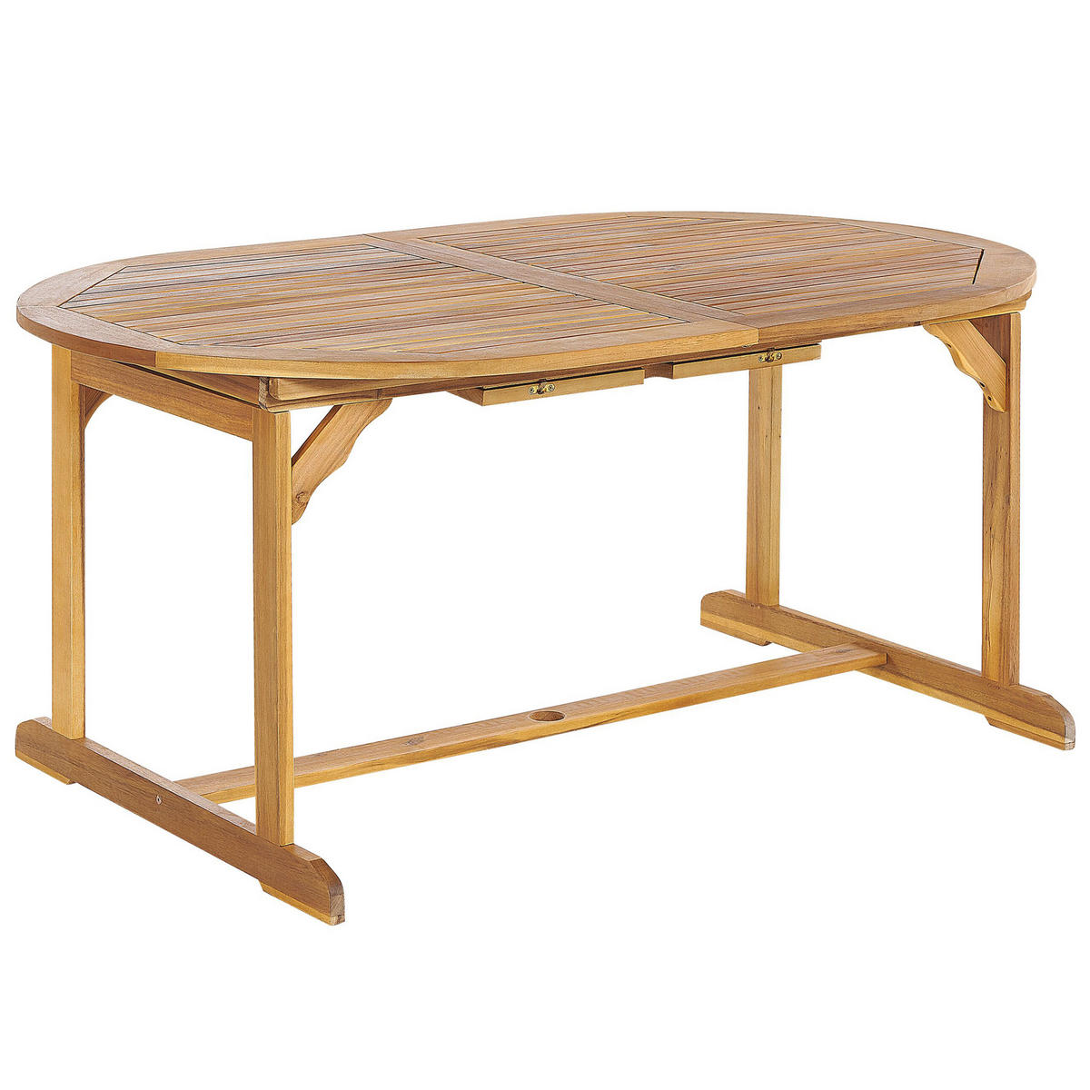 GARTENTISCH Akazienholz hellbraun 160/220/100 cm ausziehbar Maui - Hellbraun, Holz (160/100/74cm) - Beliani
