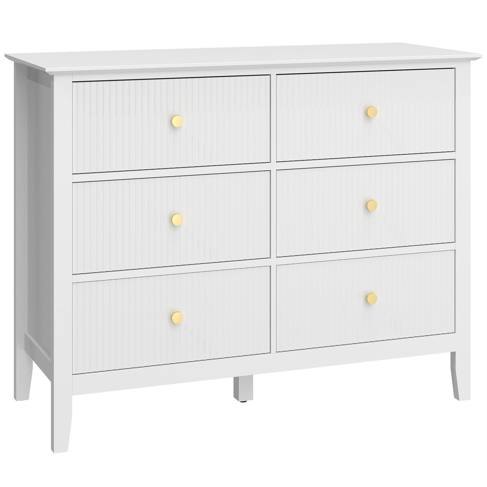 HOMCOM KOMODA se 6 zásuvkami bílá 100/40/78 cm