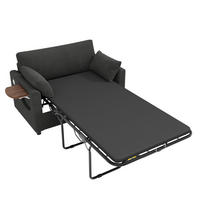SCHLAFSOFA Grau 2 Sitzer USB Schlaffunktion Tisch Kissen - Grau, Textil (82/84/134cm) - FLIEKS