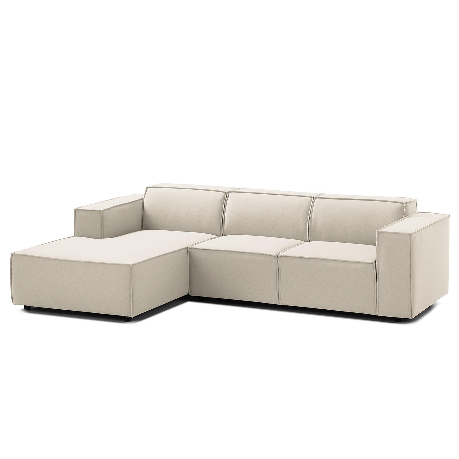 ECKSOFA mit Longchair - Schwarz/Weiß, Kunststoff/Textil (260/177cm) - home24