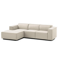 ECKSOFA mit Longchair - Schwarz/Weiß, Kunststoff/Textil (260/177cm) - home24