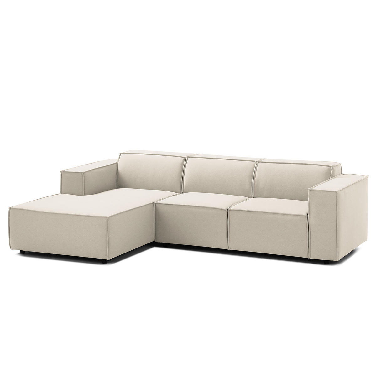 ECKSOFA mit Longchair - Schwarz/Weiß, Kunststoff/Textil (260/177cm) - home24