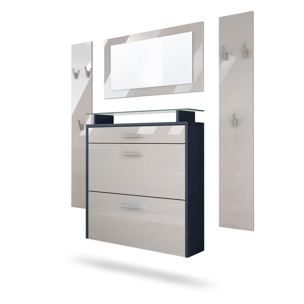 GARDEROBE Malea Fronten in Sandgrau Hochglanz - Sandfarben, Holzwerkstoff (180/180/23cm) - Vladon