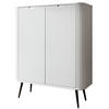 HIGHBOARD Zova Weiß, Schwarze Beine, Hochkommode - Schwarz/Weiß, Holzwerkstoff/Metall (103/129/39cm) - Bettso