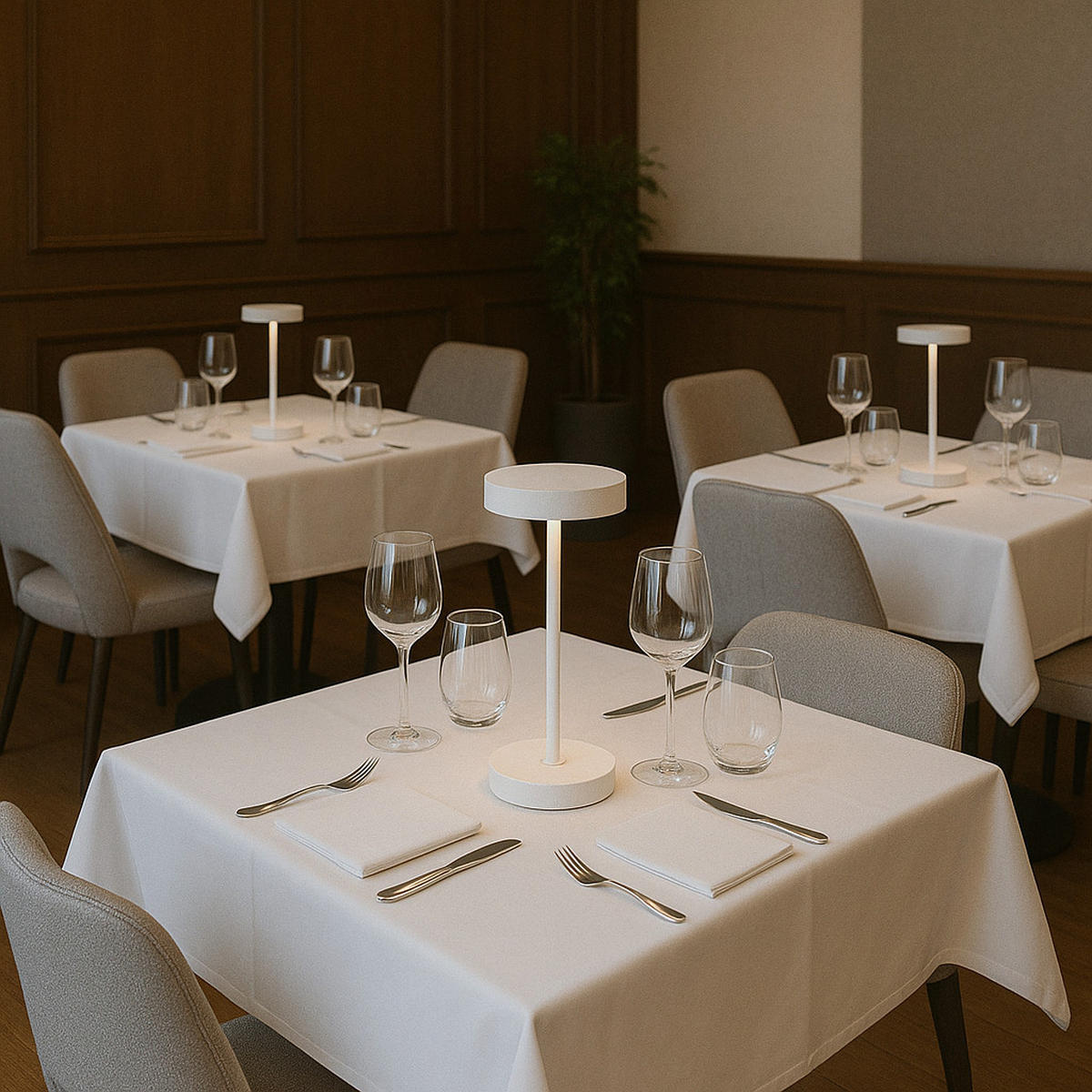 SANDY MINI H25CM Kabellose Tischleuchte - Weiß, Metall (13/13/30cm) - Lumisky